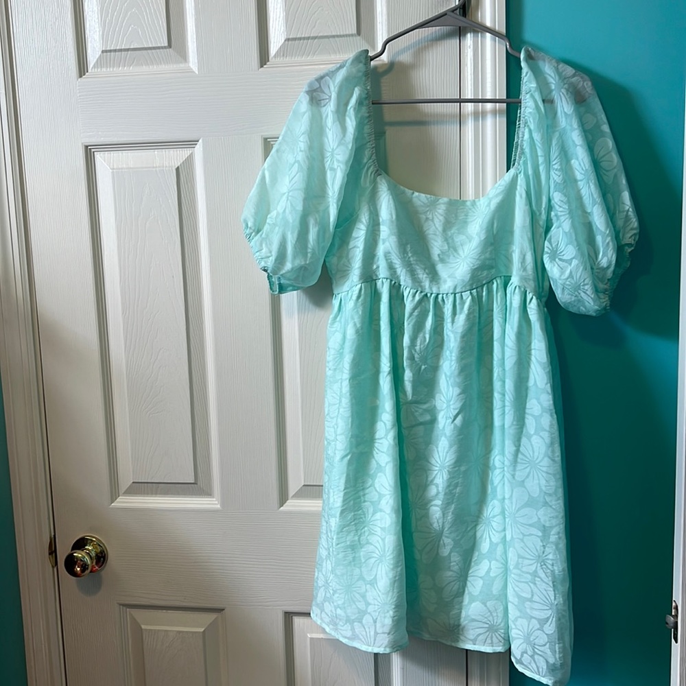 Light Bluish green floral dress from Altar’d State.